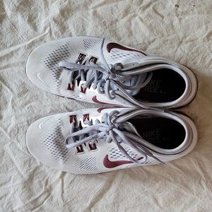 Nike Free 5.0 women running shoes White and Maroon